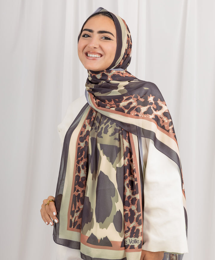 Brown Safari Chiffon Scarf