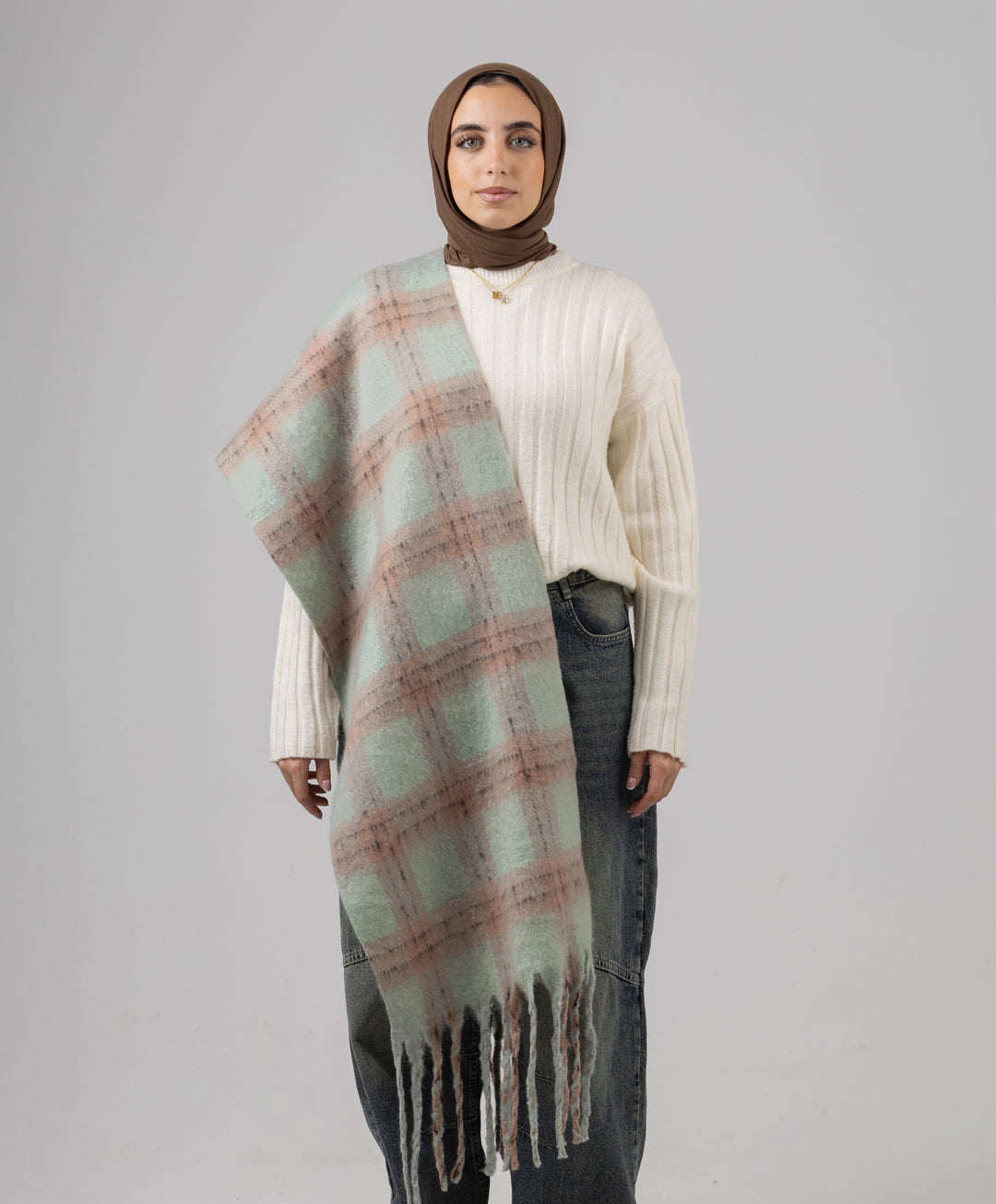 Cozy Plaid Winter Shawl