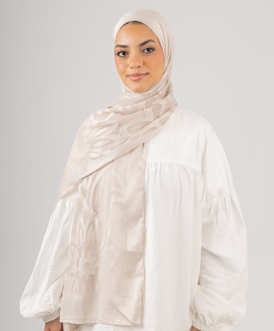 Floral Filigree Chiffon Scarf