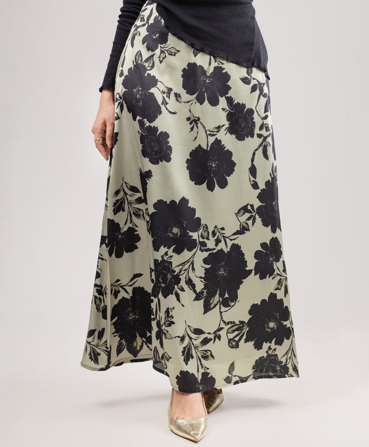 Floral Satin Skirt
