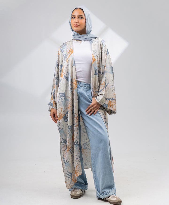Printed Satin Kimono