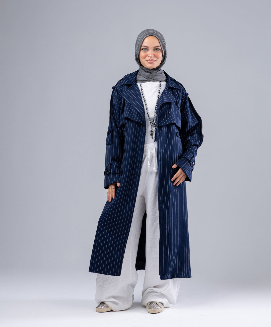 Striped Trench Coat