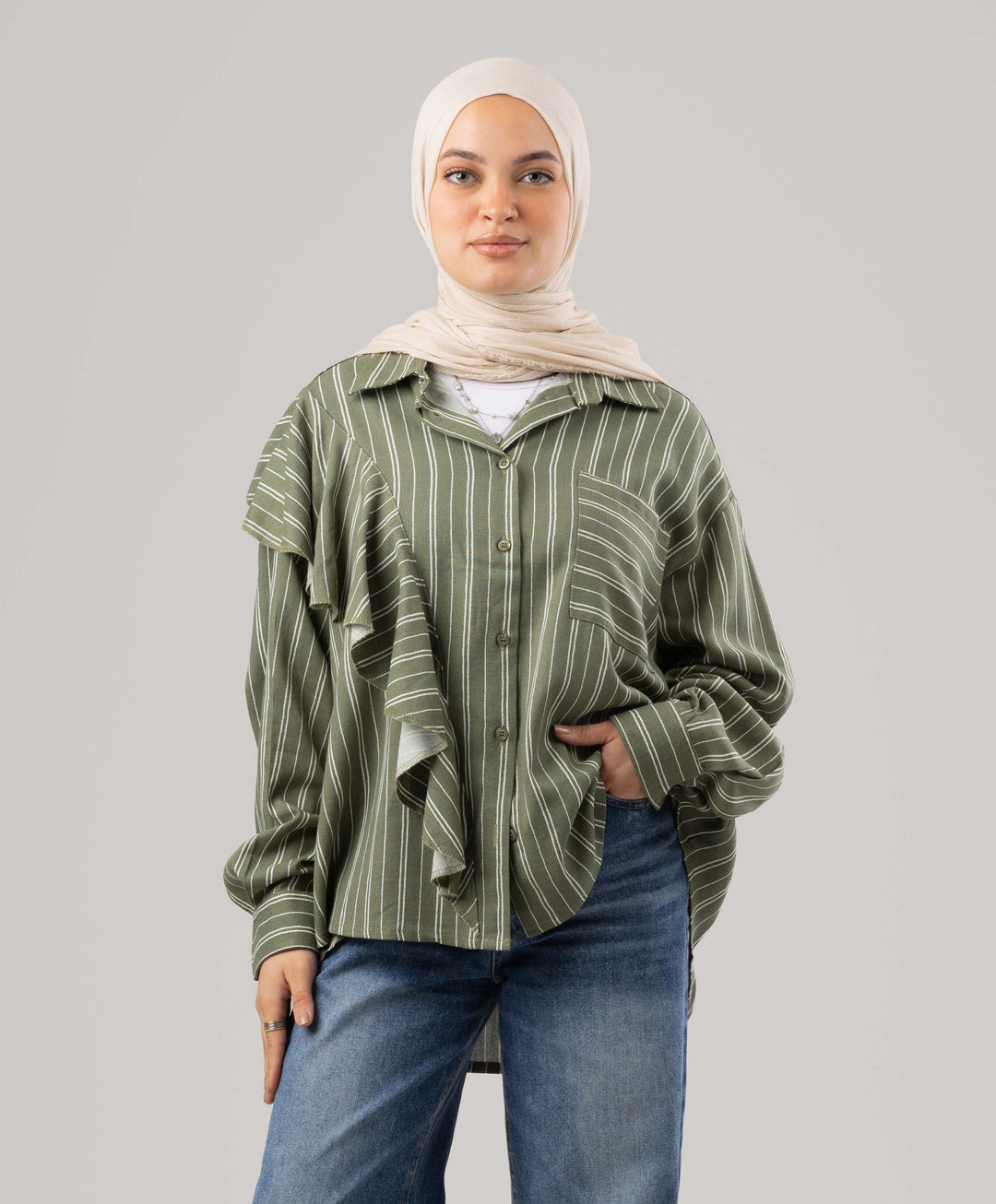 Ruffle Linen Shirt