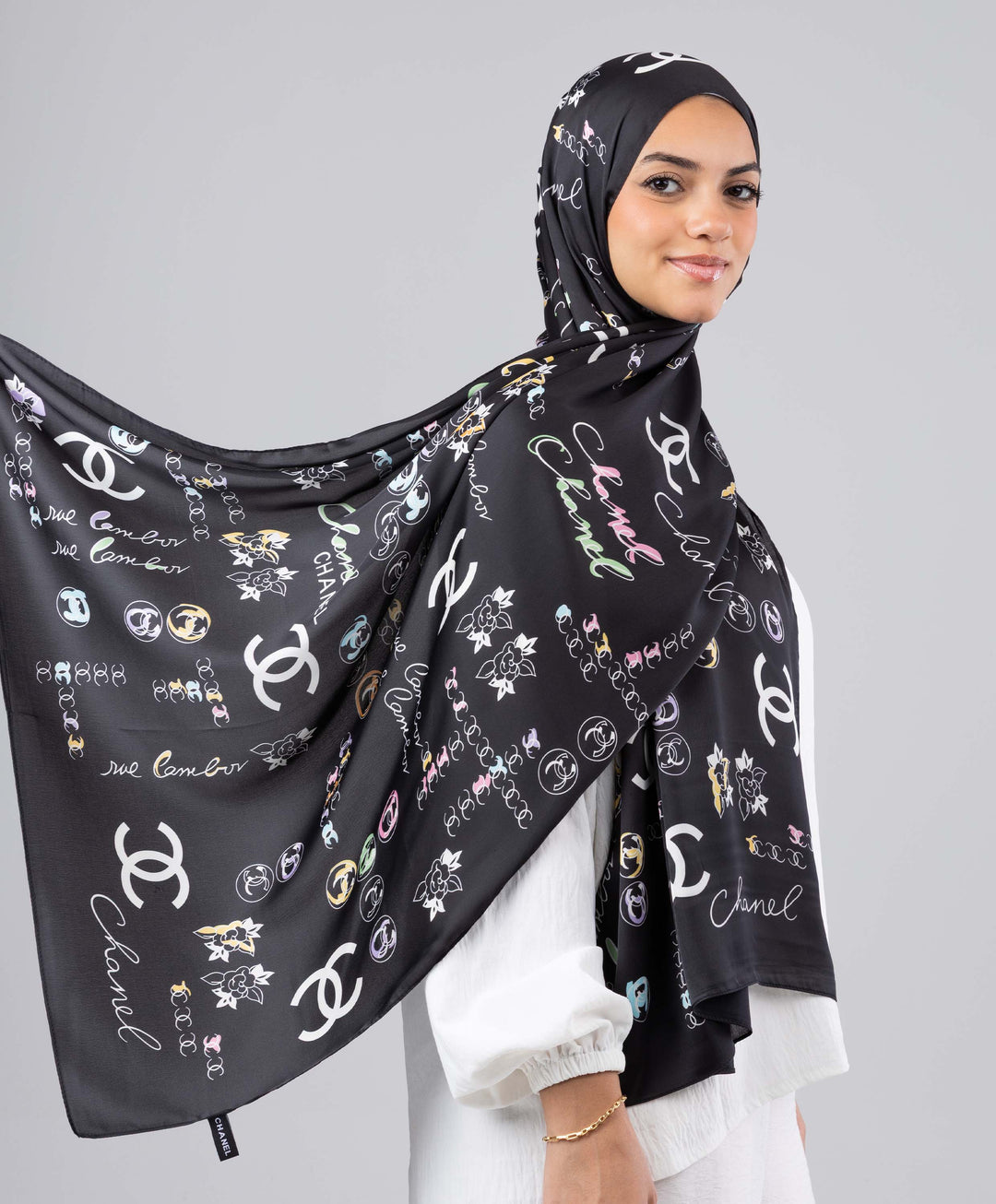 Noir Charm Silk Scarf