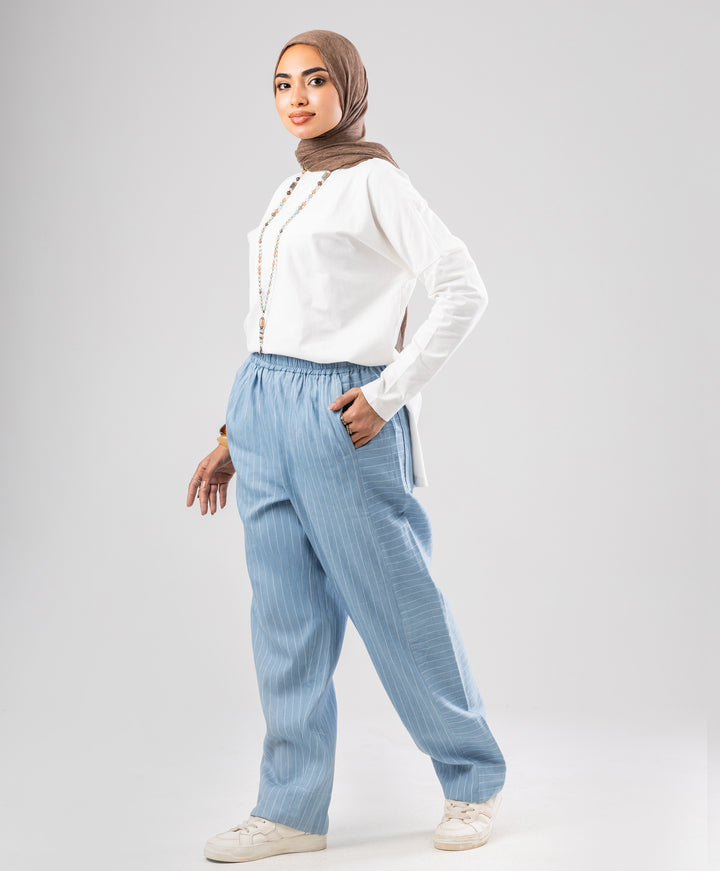 Striped Denim Pants