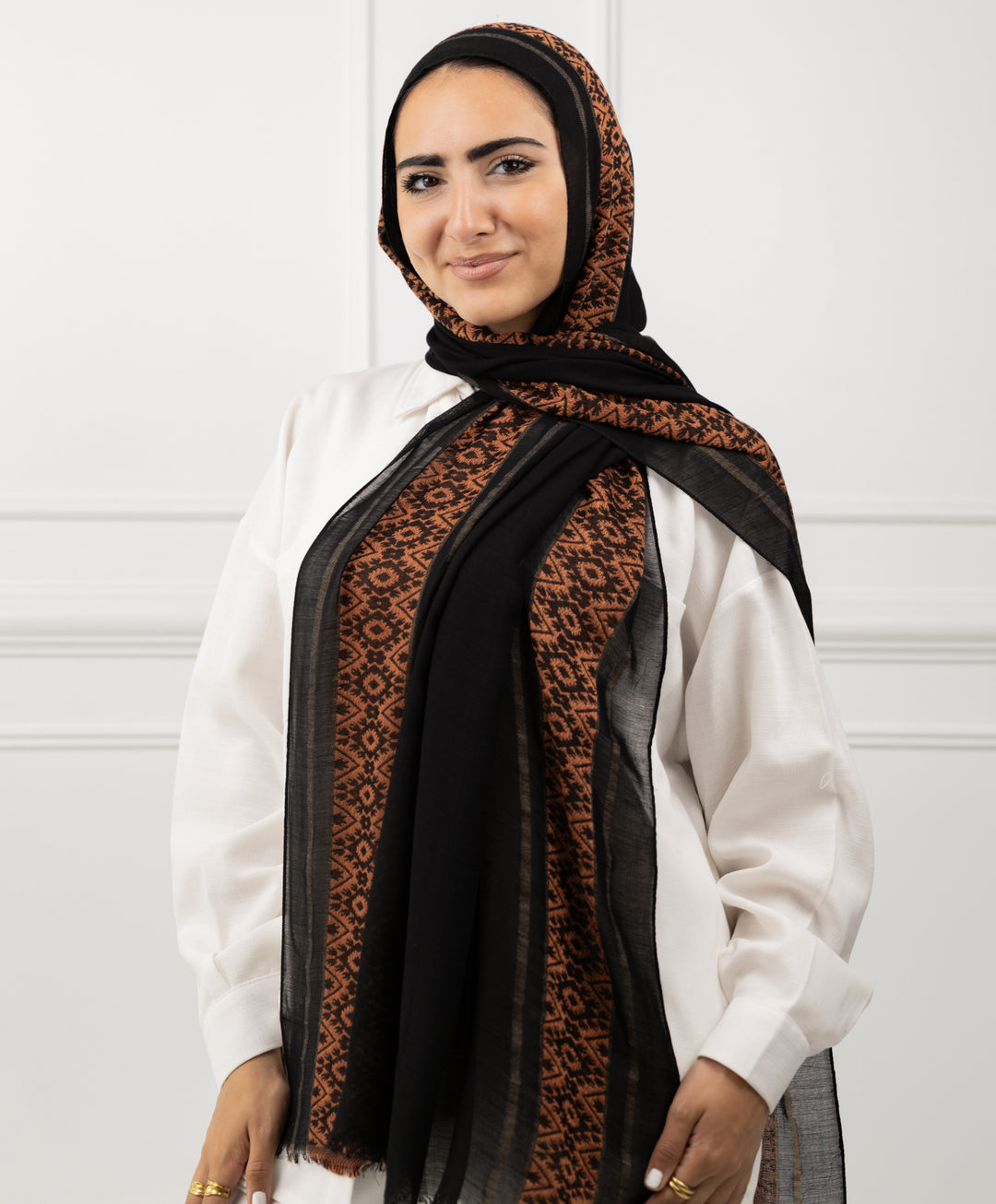 Midnight Embroidered Scarf