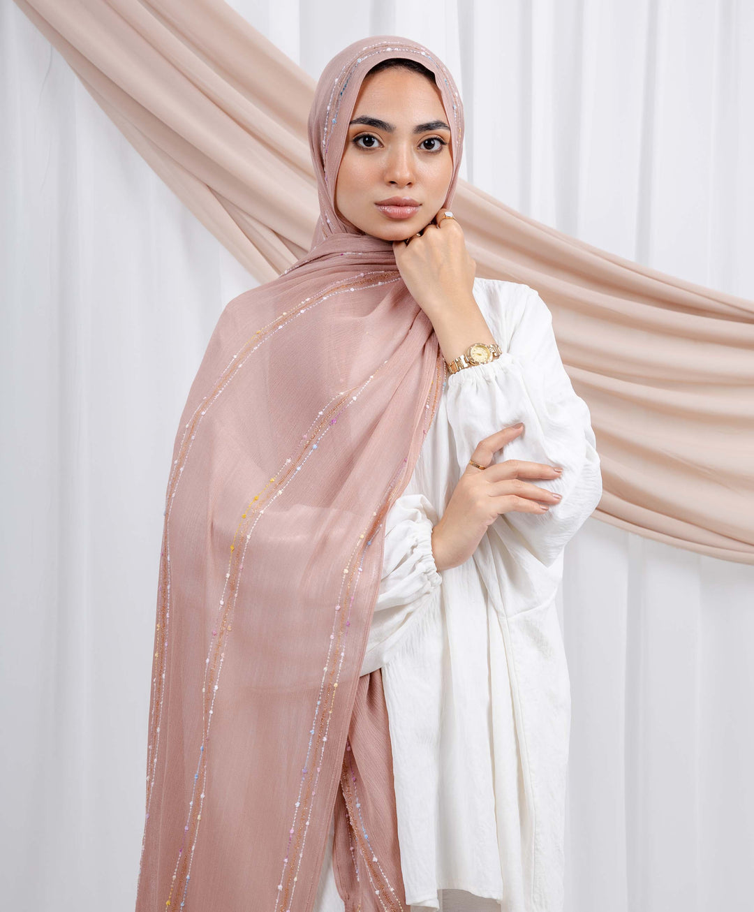 Embroidered Linen Scarf