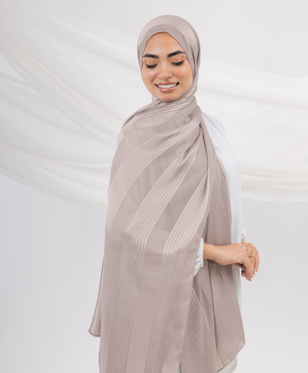 Glittery Crinkle Satin Chiffon Scarf