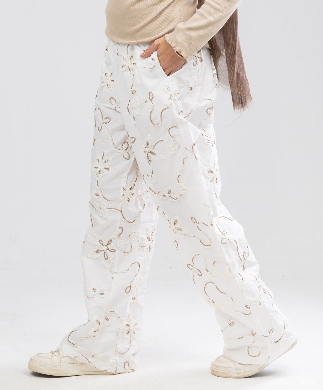 Embroidered Linen Pants