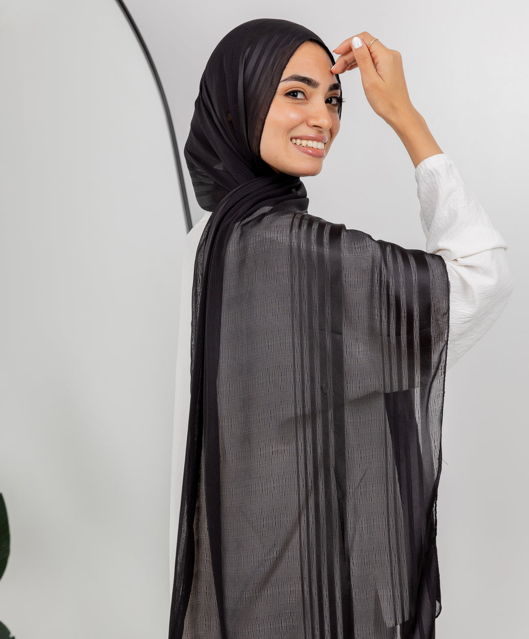 Stripe Satin Chiffon Scarf