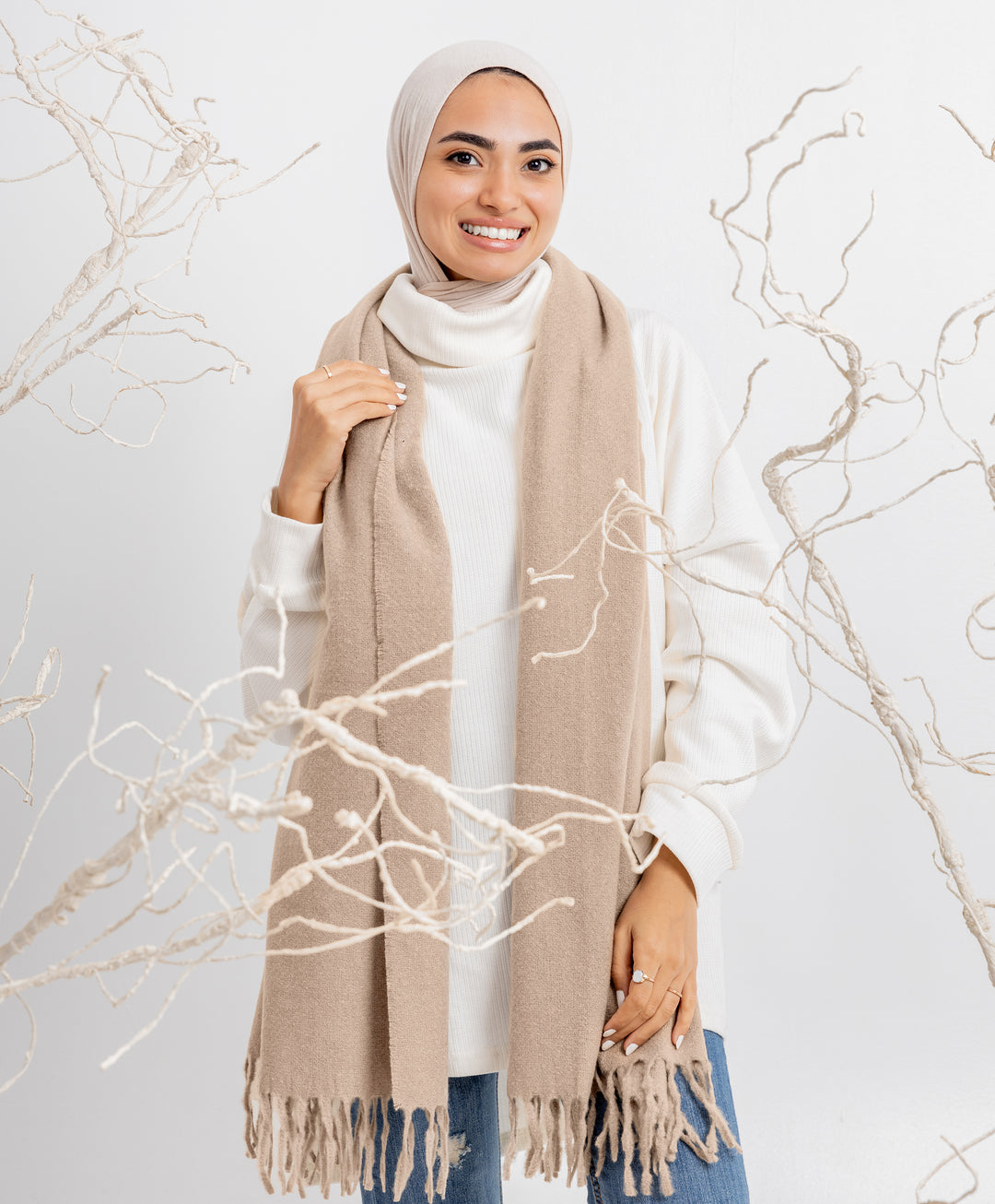 Whisper Short Tassels Shawl