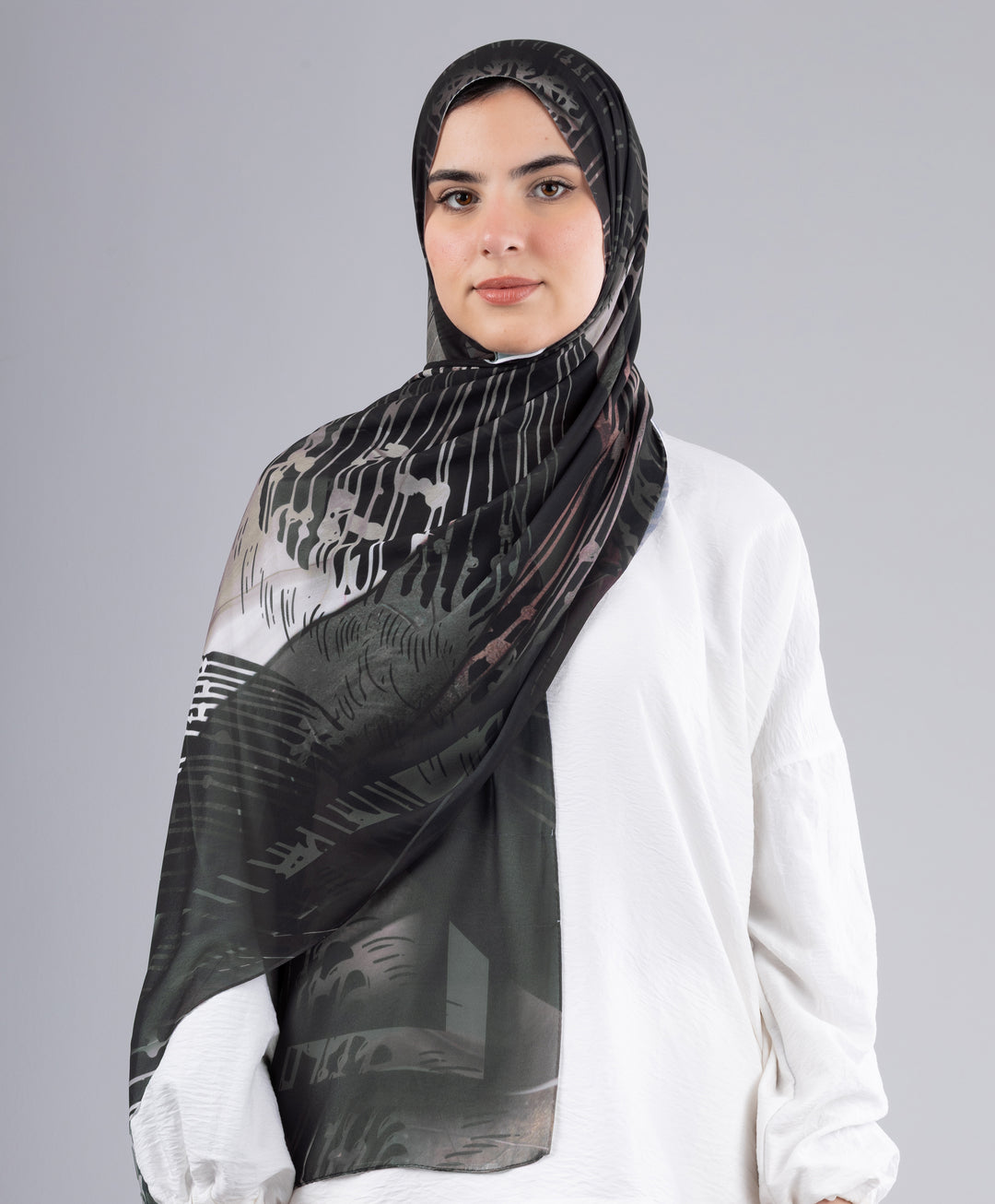 Noir Vert Chiffon Scarf