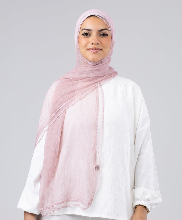 Lace Trim Crinkle Scarf