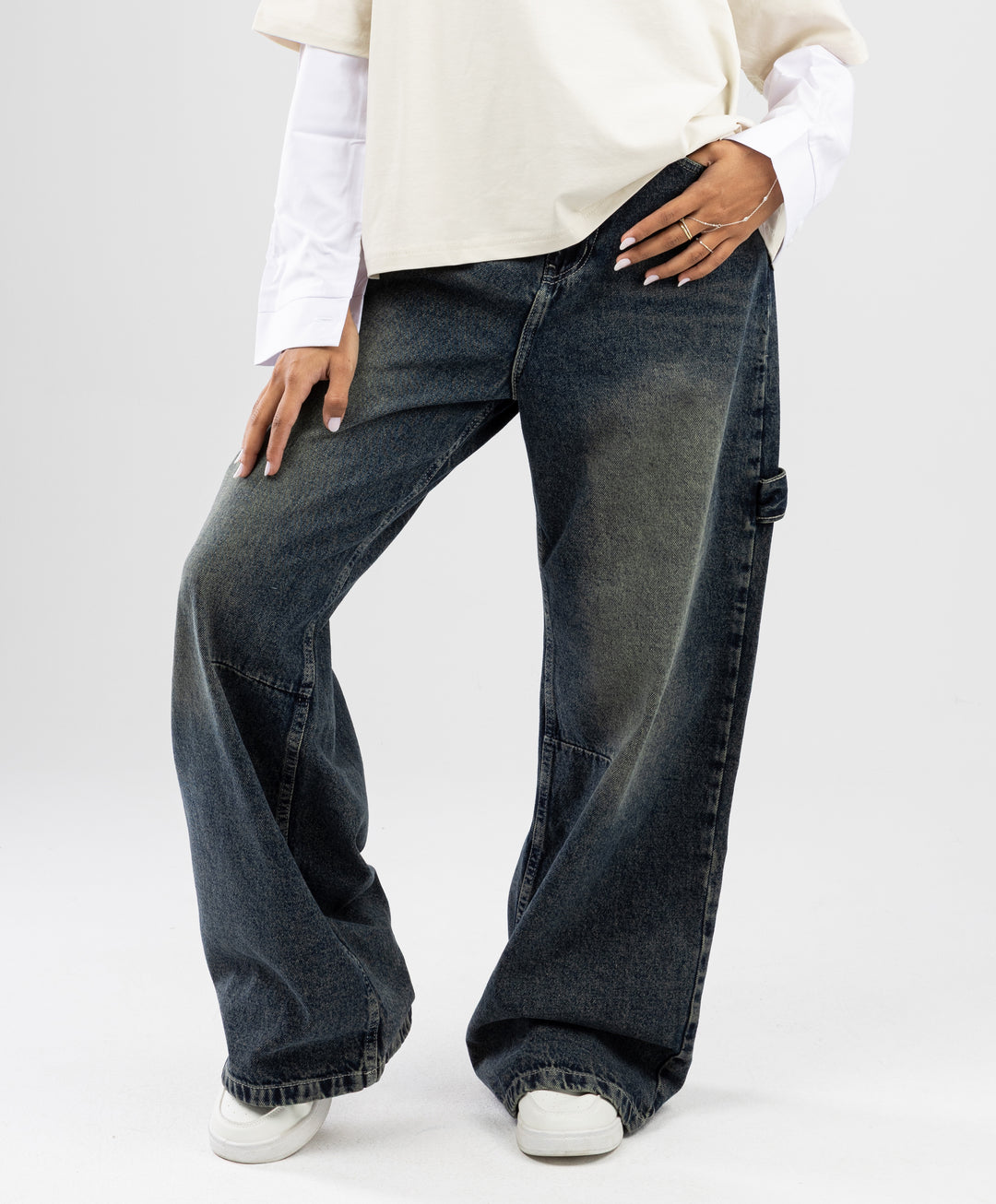Washed Denim Pants