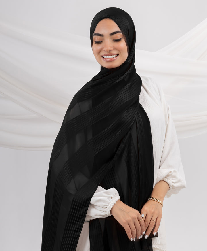 Glittery Crinkle Satin Chiffon Scarf