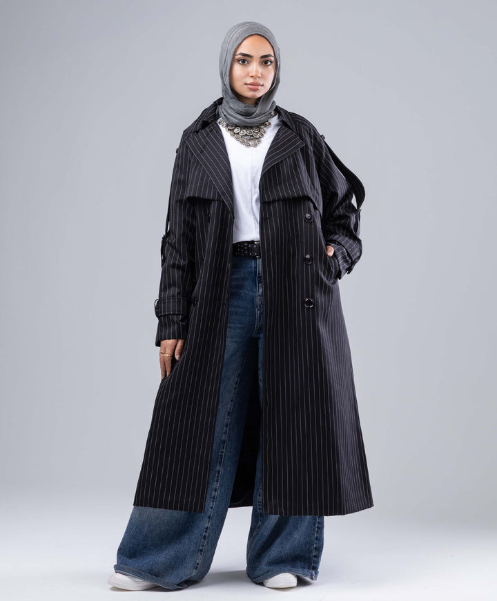 Striped Trench Coat
