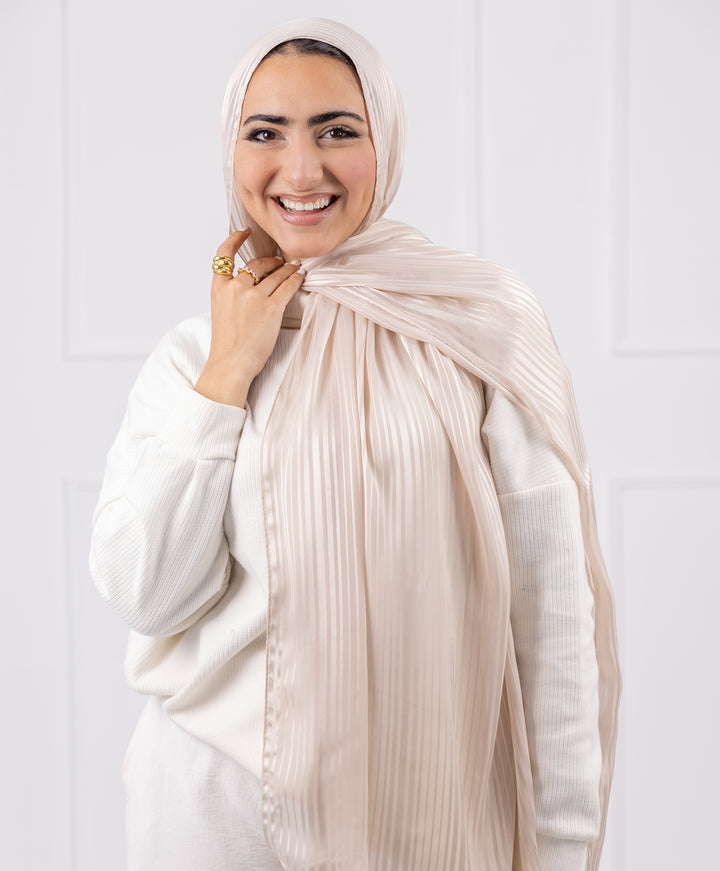 Linear Satin Chiffon Scarf