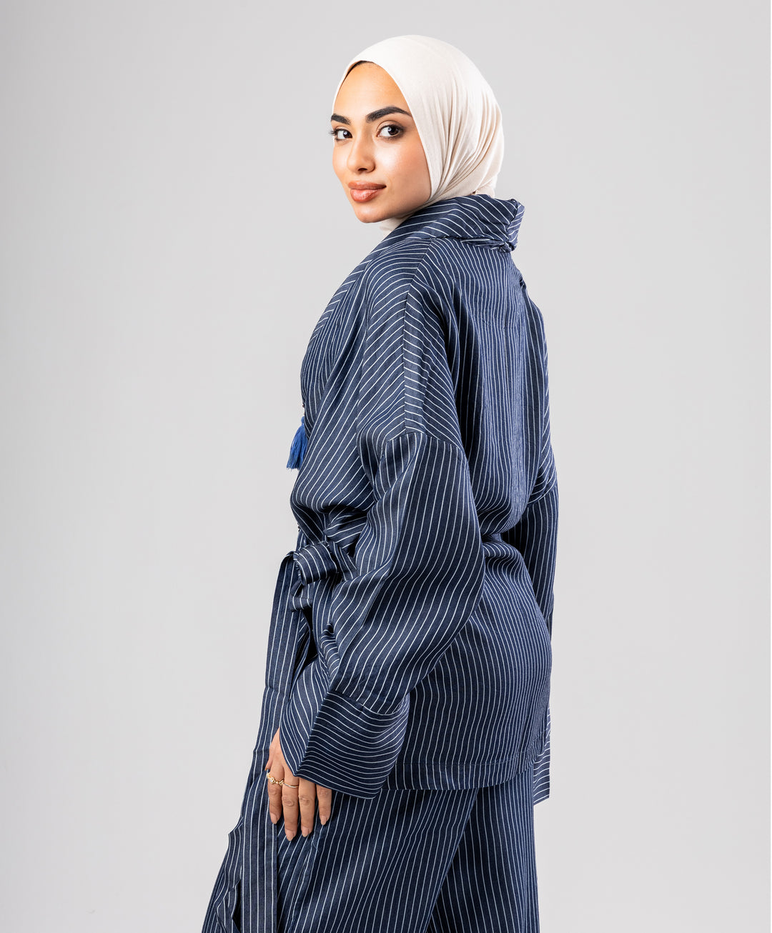 Striped Wrap Denim Set