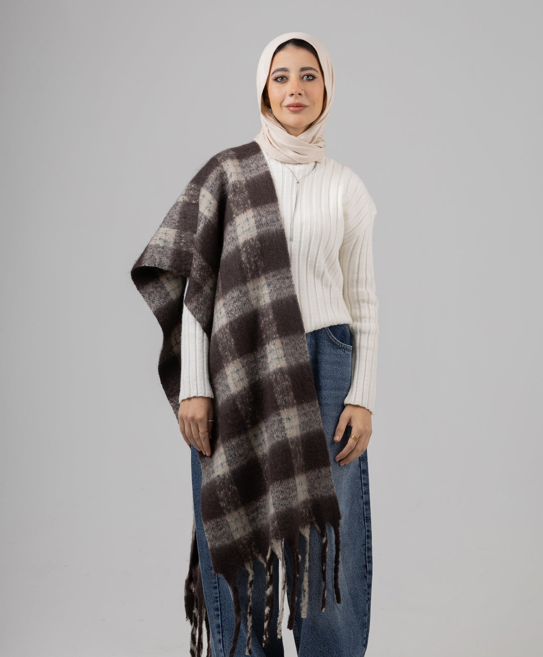 Cozy Plaid Winter Shawl