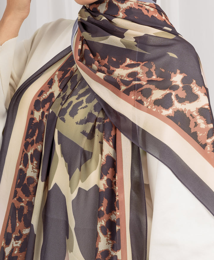 Brown Safari Chiffon Scarf