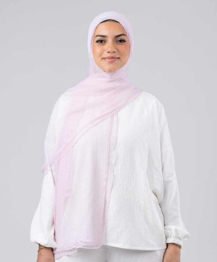 Lace Trim Crinkle Scarf