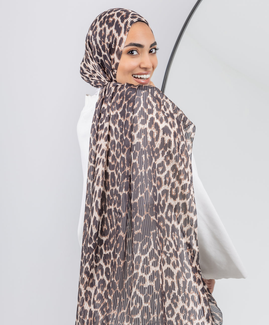 Leopard Satin Chiffon Scarf