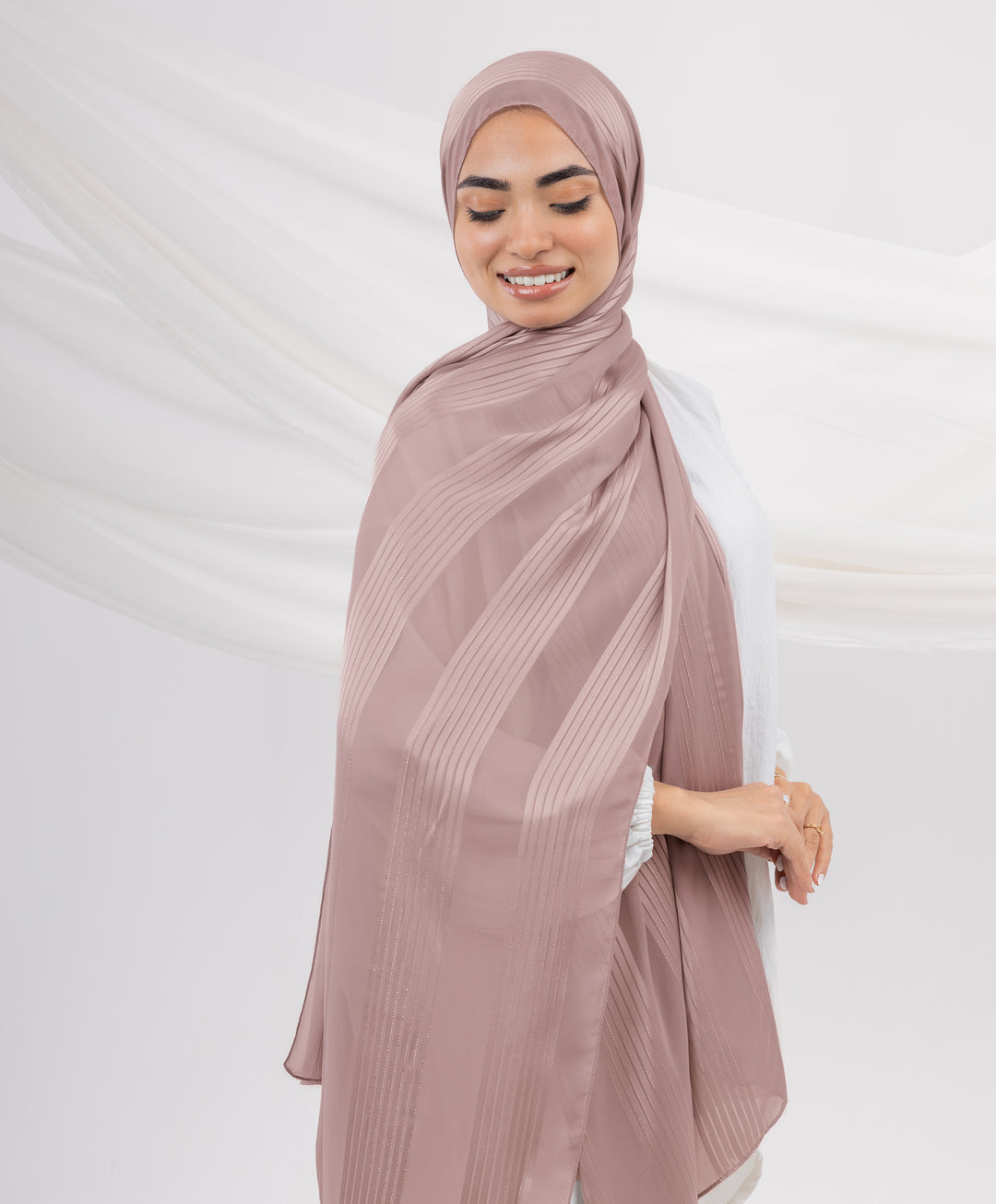 Glittery Crinkle Satin Chiffon Scarf