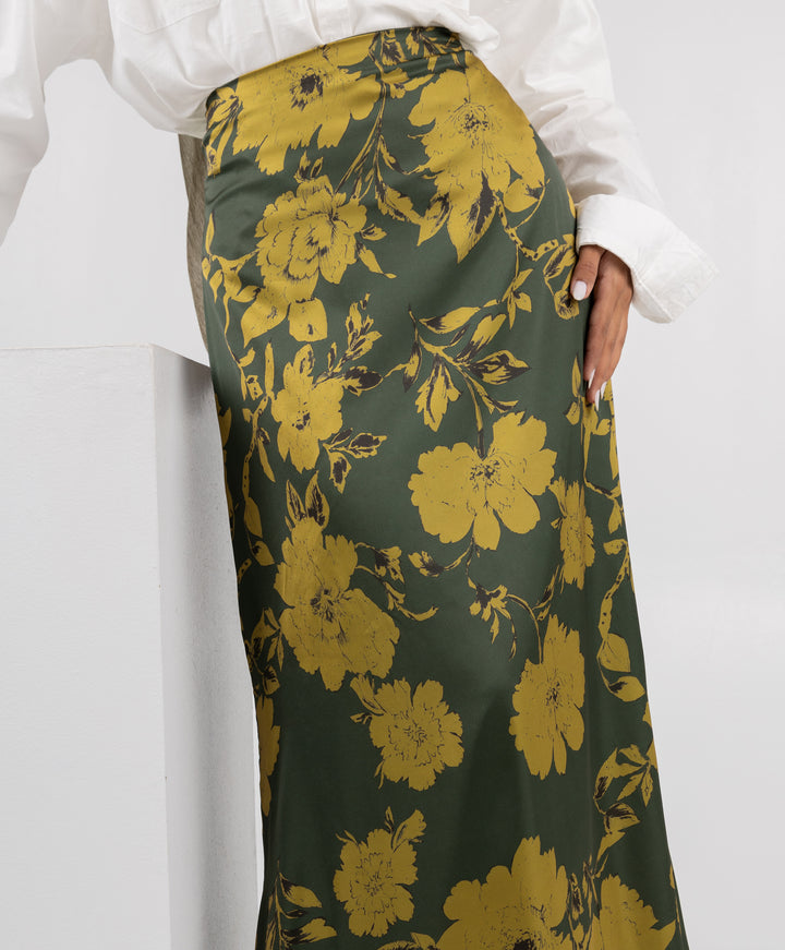 Floral Satin Skirt