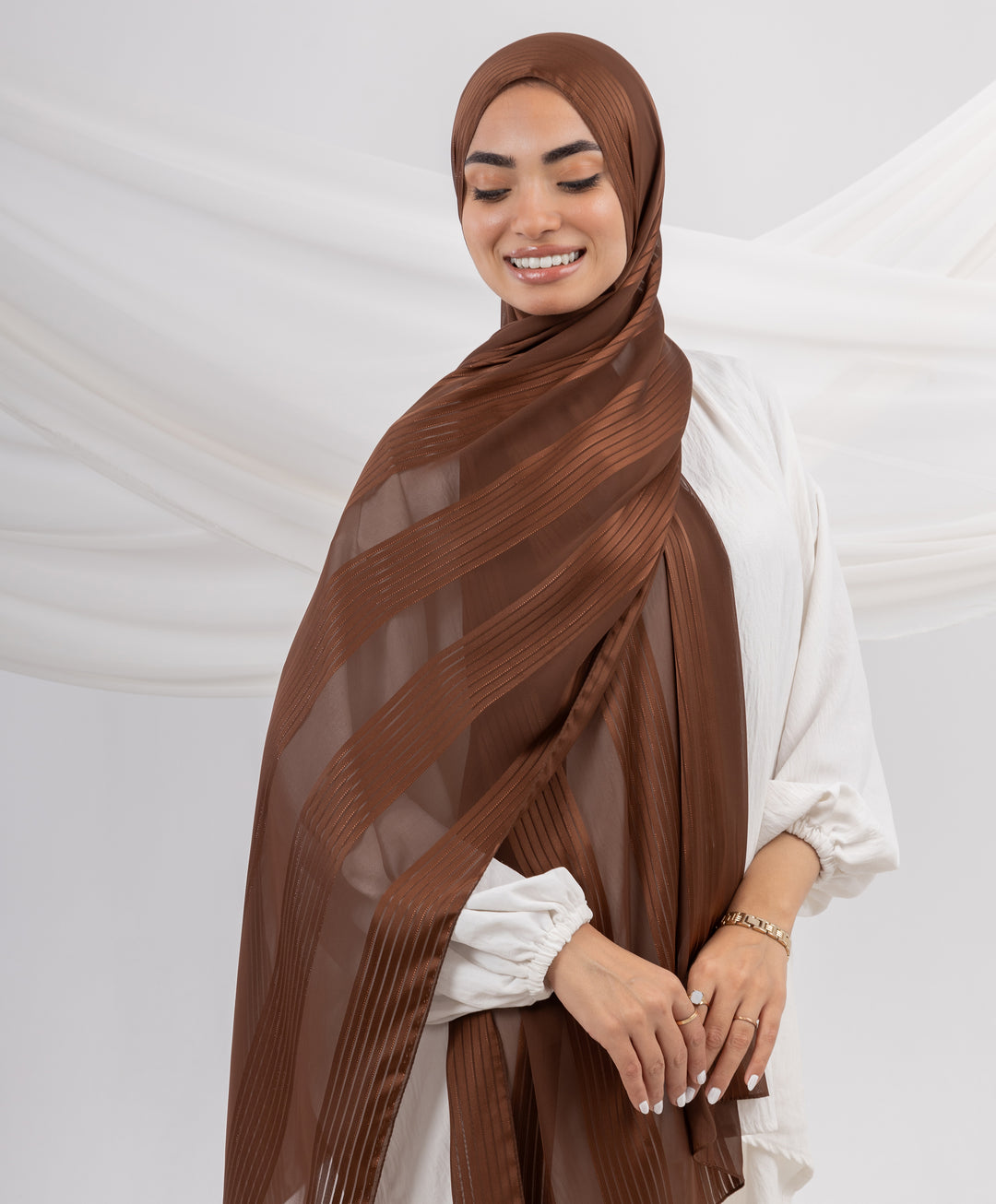 Glittery Crinkle Satin Chiffon Scarf