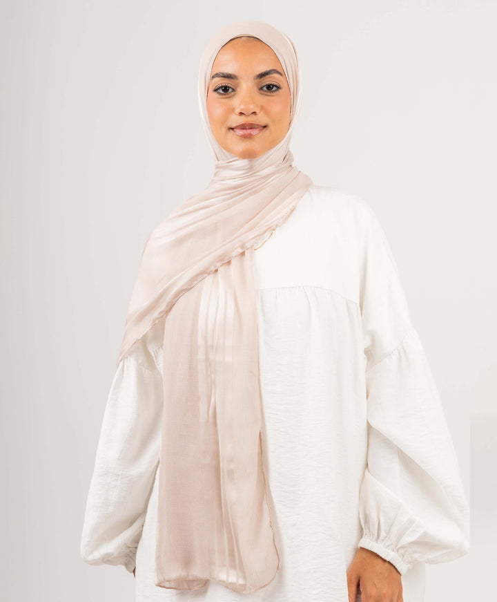 Crinkle Satin Chiffon Scarf
