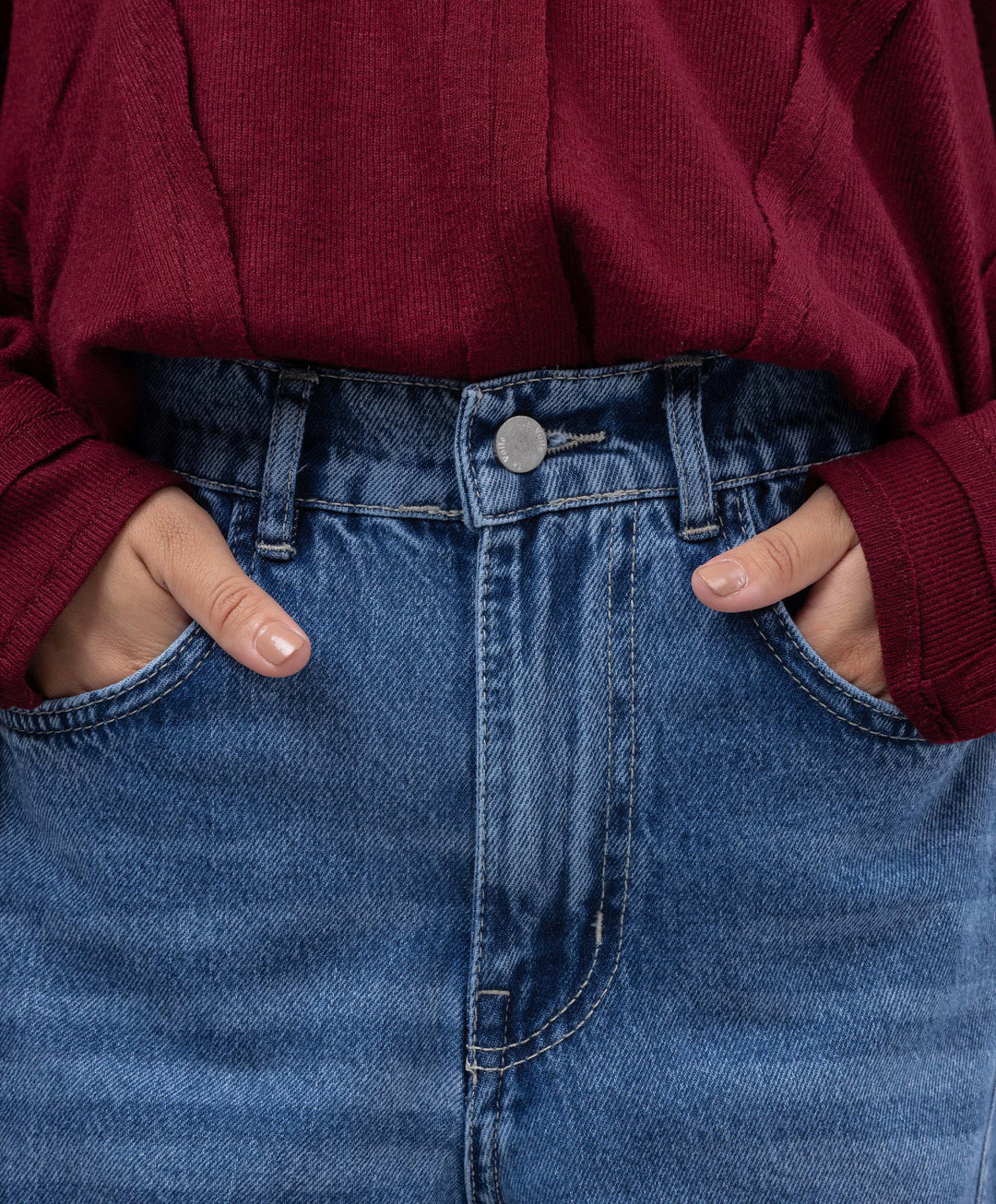 Cuffed Denim Pants