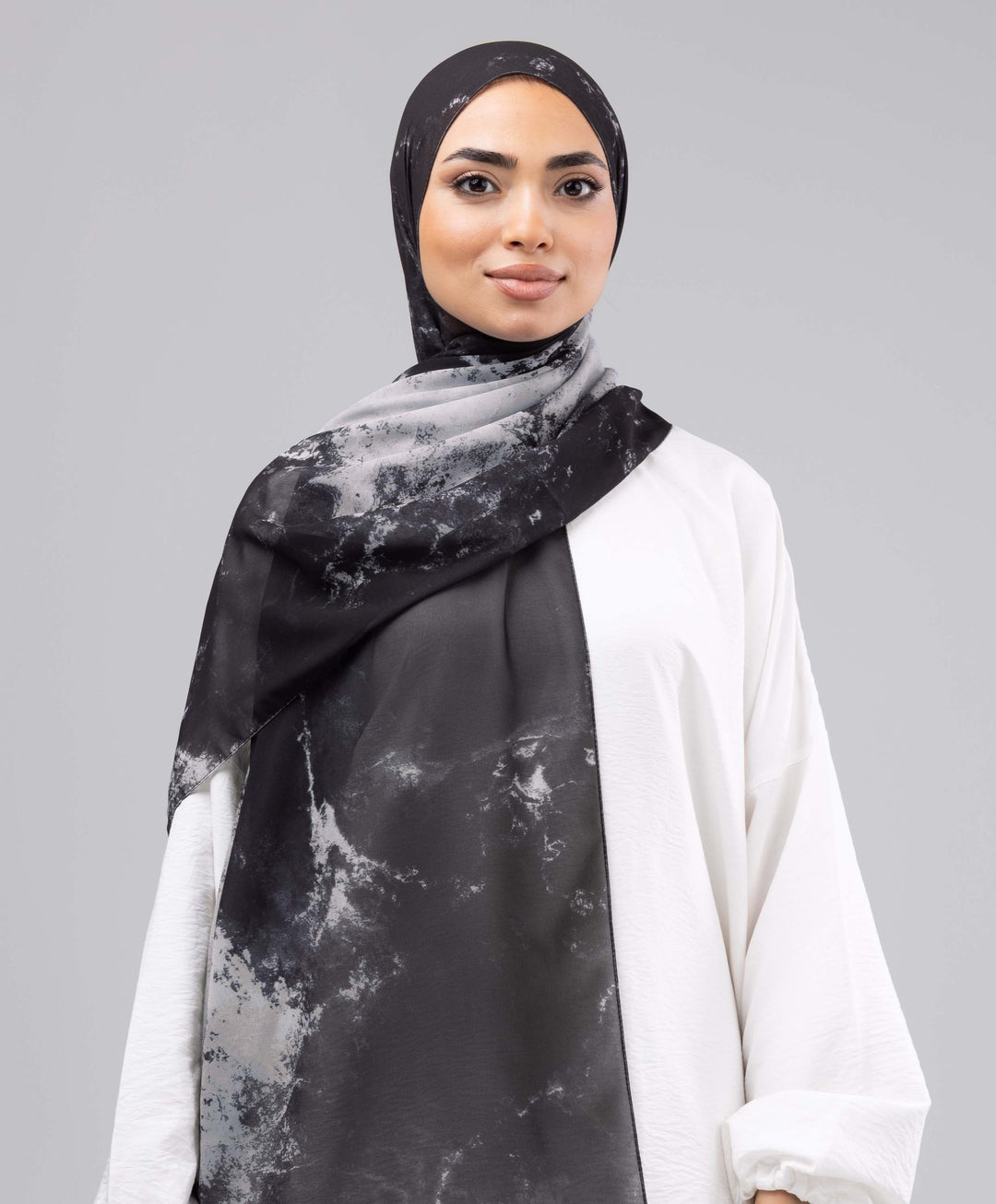 Midnight Marble Chiffon scarf