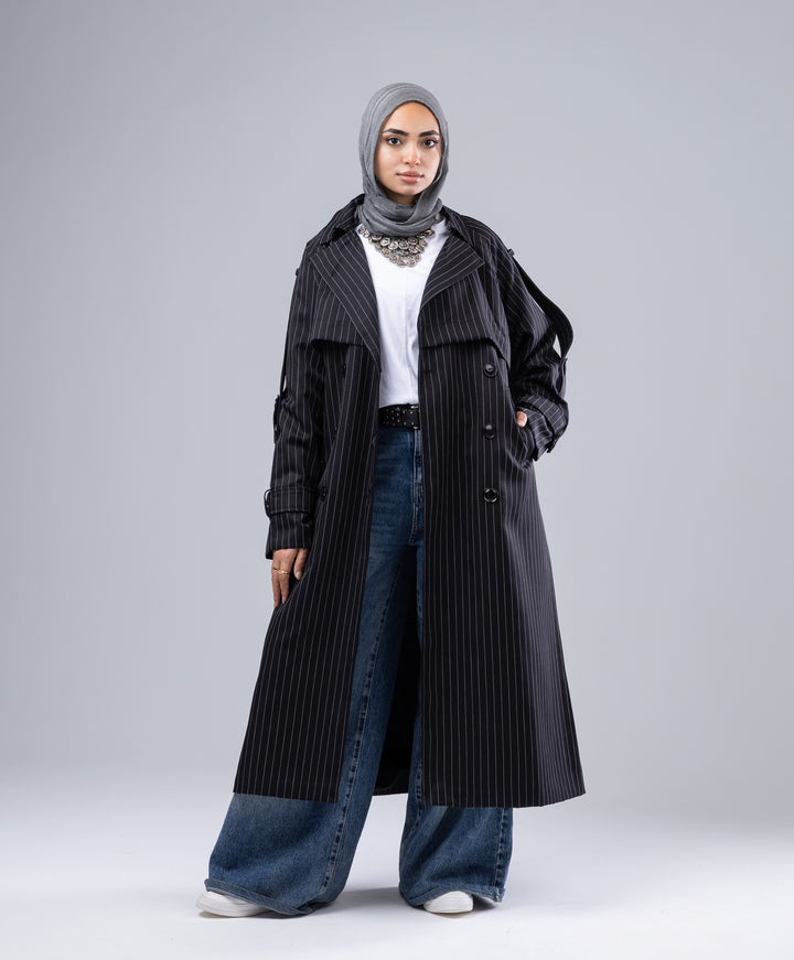 Striped Trench Coat