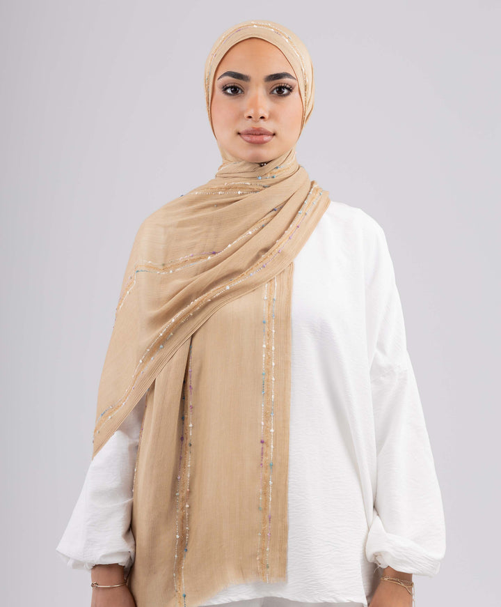 Embroidered Linen Scarf