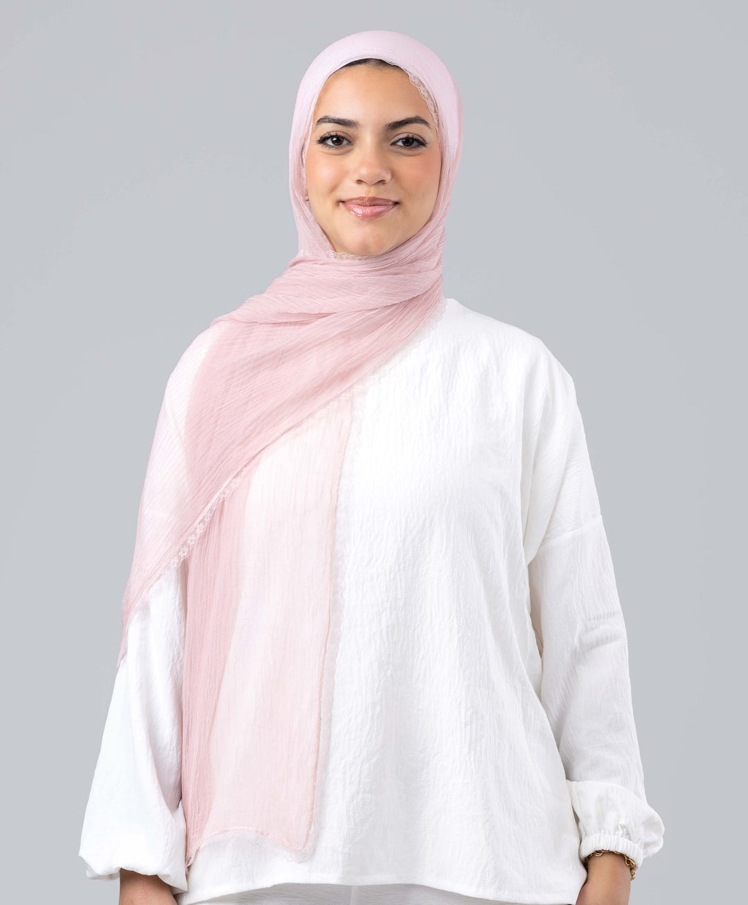 Lace Plain Crinkle Scarf