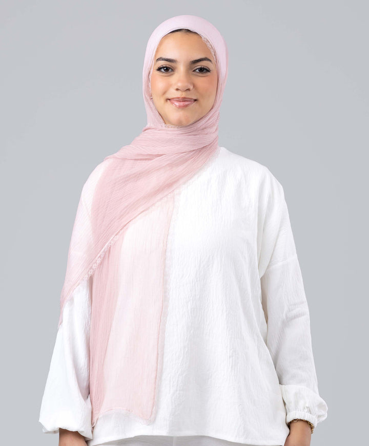 Lace Plain Crinkle Scarf