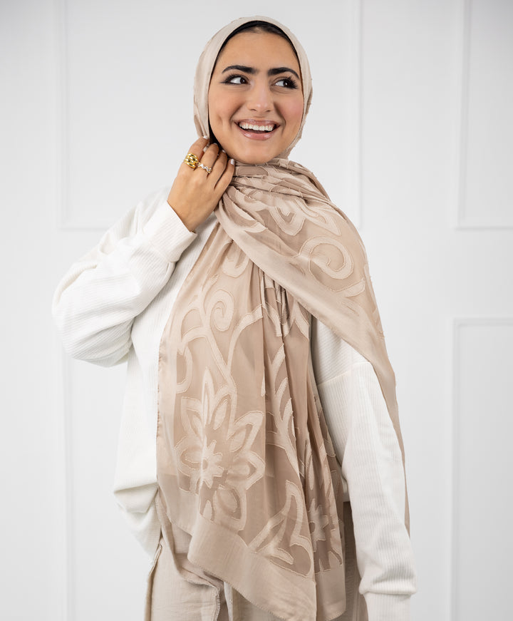 Floral Filigree Chiffon Scarf