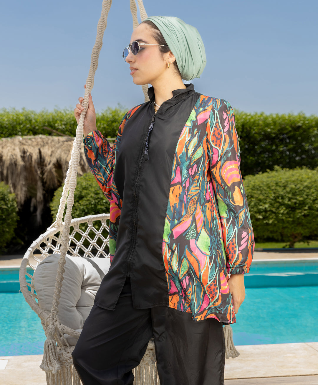Side Printed Modest Burkini