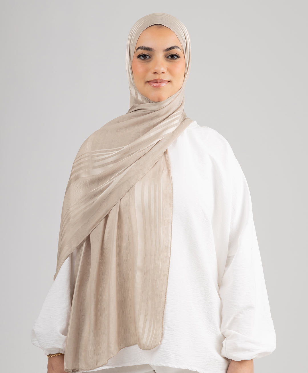 Stripe Satin Chiffon Scarf