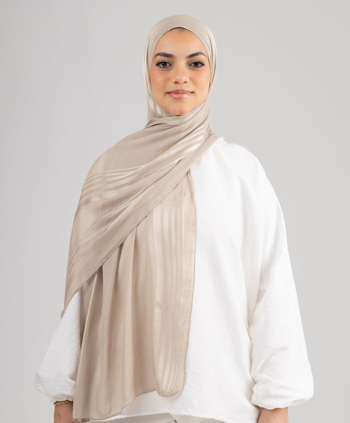 Stripe Satin Chiffon Scarf