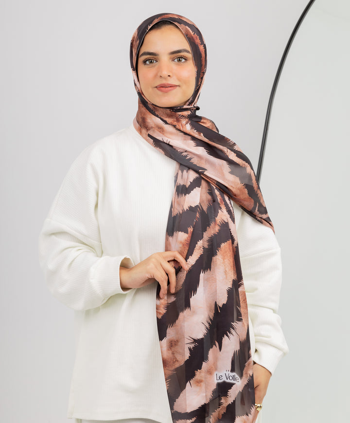 Leopard Satin Chiffon Scarf