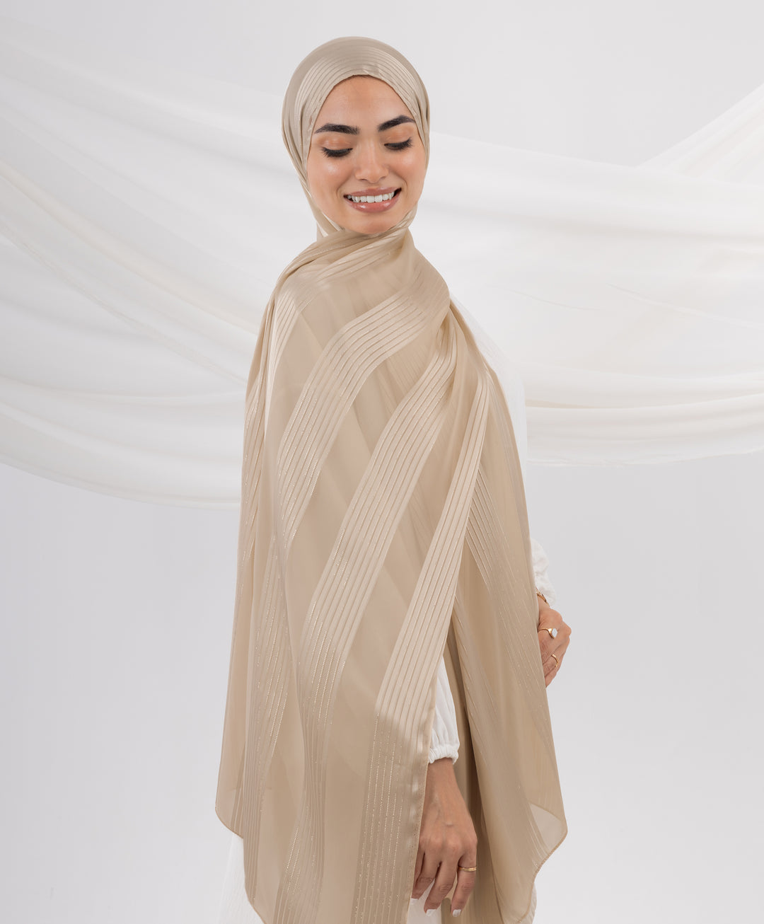 Glittery Crinkle Satin Chiffon Scarf