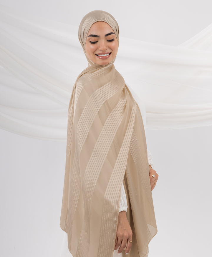 Glittery Crinkle Satin Chiffon Scarf