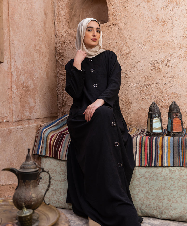 Plain Black Bubbly Abaya