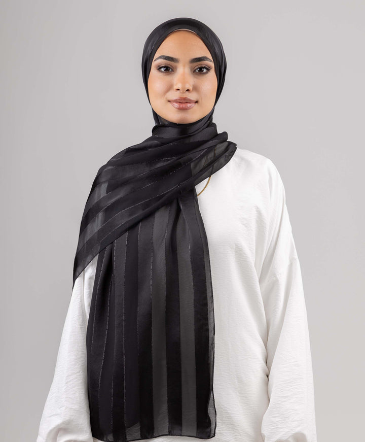 Striped Chiffon Scarf