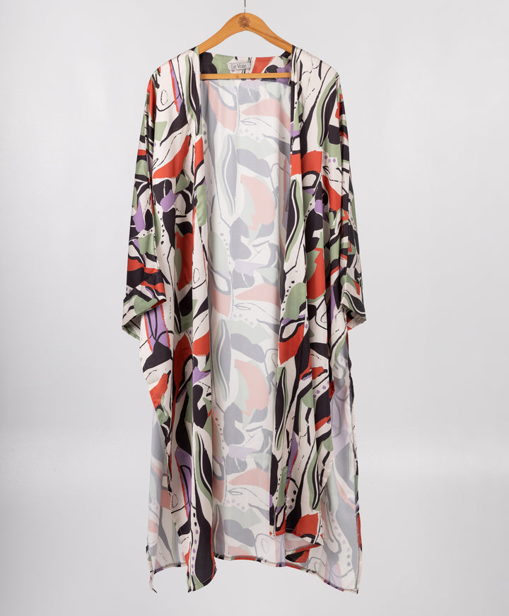 Printed Satin Kimono