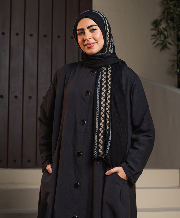 Plain Black Bubbly Abaya