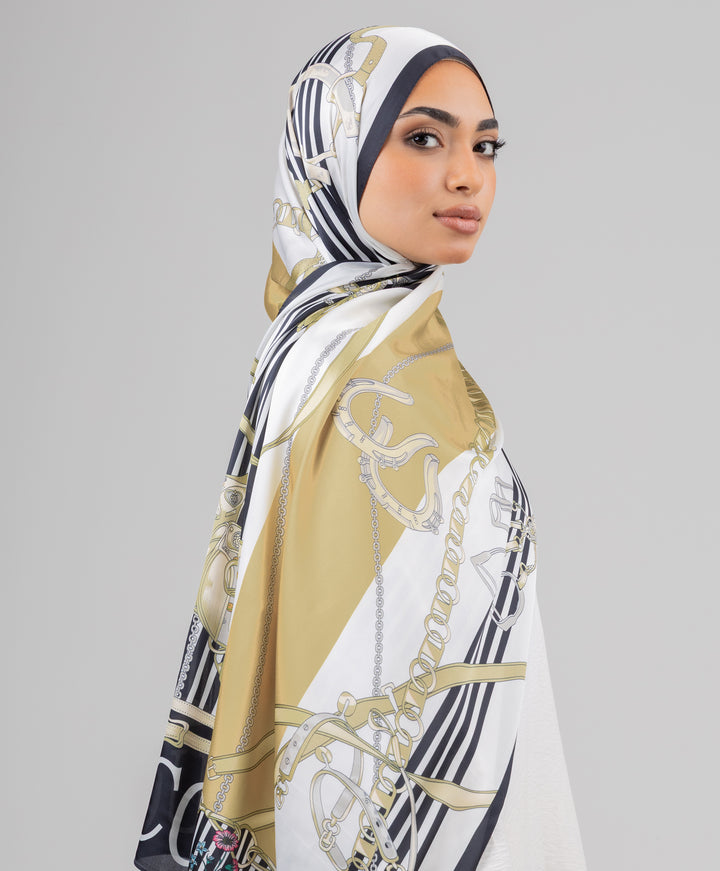 Golden Stripes Silk Scarf