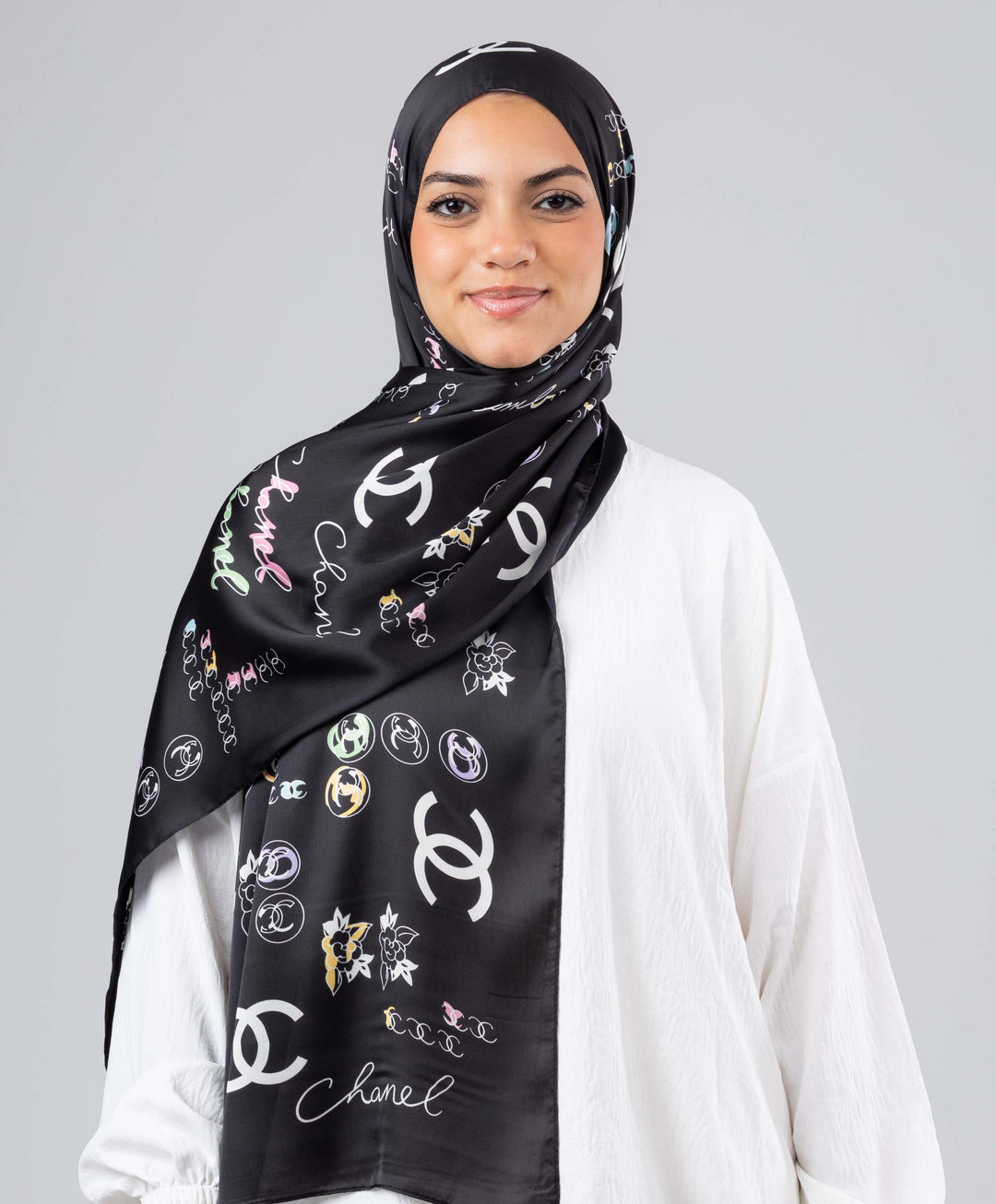 Noir Charm Silk Scarf
