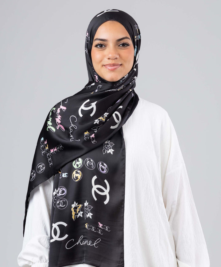 Noir Charm Silk Scarf